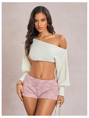 SOLY HUX Women's Striped Micro Shorts Y2k Knit Low Rise Booty Mini Shorts Color Block Stretchy Loungewear thumbnail 4