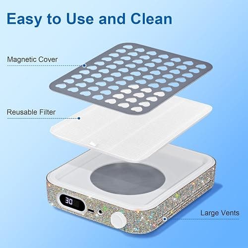 Ludysic Nail Dust Collector with 2 Reusable Filters,Nail Vacuum Dust Collector Quiet for Nail Tech Art, Powerful Nail Fan and Duster Collector,Nail Vacuum Cleaner for Salon and Home(AB Diamond) thumbnail 3