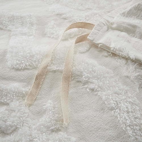 Madison Park Tufted Chenille 100% Cotton Duvet- Modern Luxe All Season Comforter Cover Bed Set with Matching Shams, King/Cal King(104"x92"), Damask Off White 3 Piece thumbnail 7