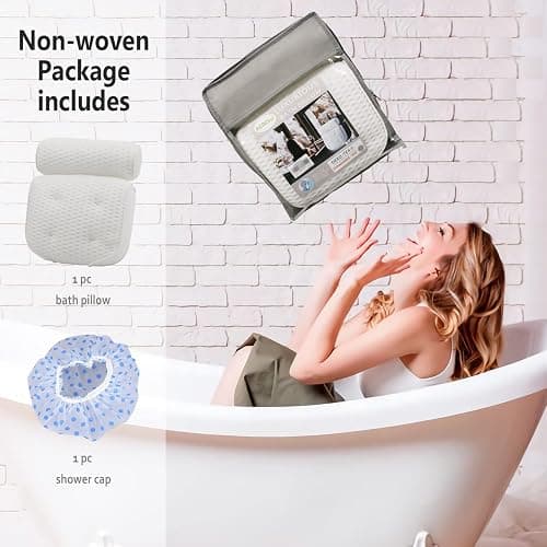 AEROiVi Luxury Bath Pillows for Tub，Bath Pillow Bathtub Pillows for Head and Neck Support Bath Cushion Made from Soft Spacer Mesh Material with Suction Cups thumbnail 8