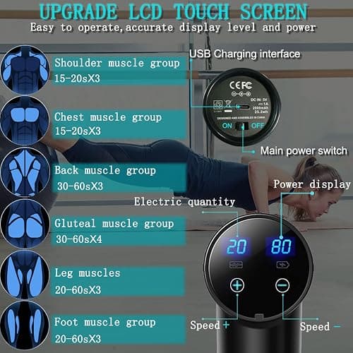 Massage Gun Deep Tissue,Percussion Massager Gun for Athletes Muscle Massage Gun for Pain Relief with 10 Massage Heads & 20 Speeds thumbnail 2