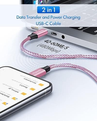 etguuds Pink USB C to USB C Cable 3ft, 2-Pack 60W USBC to USBC Cord, Type C to C Charger Cable Fast Charging for iPhone 17 16 15 Pro Max Plus Air, Samsung Galaxy S25 S24 S23, for MacBook/iPad, Pixel thumbnail 4