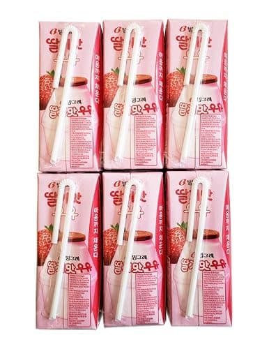Binggrae Fresh Strawberry UHT Milk Dairy Products, South Korea (Packs of 6) thumbnail 2