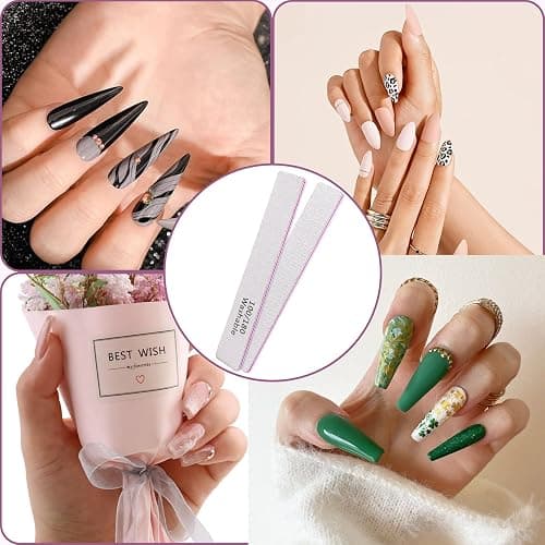 HeeYaa Nail File 12 PCS Professional Reusable 100/180 Grit Double Sides Washable Nail File Manicure Tools for Poly Nail Extension Gel and Acrylic Nails Tools Suit for Home Salon thumbnail 7