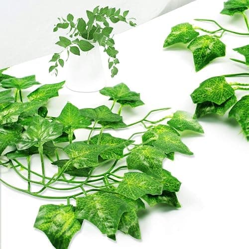 KASZOO 84Ft 12 Pack Artificial Ivy Garland Fake Plants, Vine Hanging Garland, Hanging for Home Kitchen Garden Office Wedding Wall Decor, Green thumbnail 2