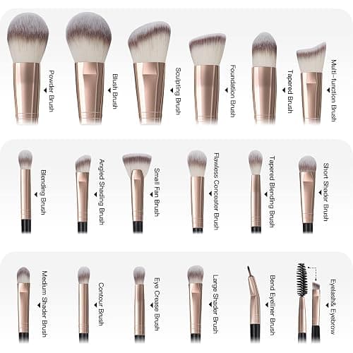 Makeup Brushes MAANGE 18 Pcs Professional Makeup Brush Set Premium Synthetic Face Kabuki Make Up Brushes Foundation Brush Blush Powder Eye Shadow Makeup Brush Set,with Bag thumbnail 2
