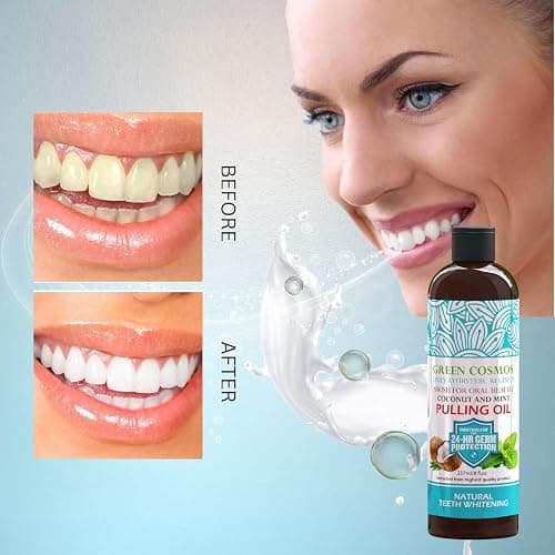 Coconut Mint Pulling Oil Mouthwash, 237ml Natural Teeth Whitening, Ayurvedic Daily Swish for Oral Health Alcohol & Fluoride Free, Healthy Gums, Fresh Breath, Solution for Bad Breath (One Pack) thumbnail 6