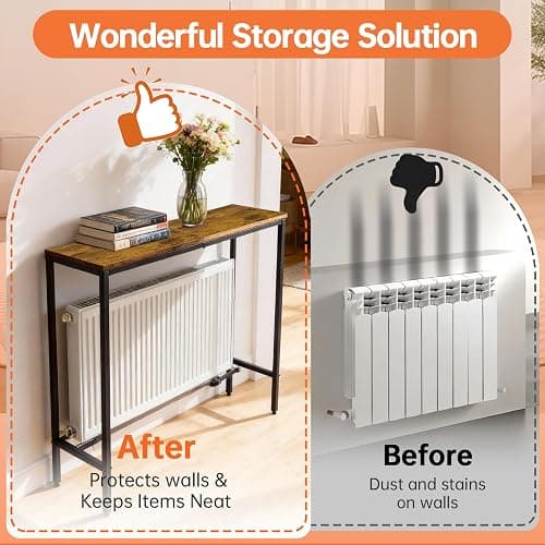 Radiator Shelf, Radiator Topper Cover Shelf, Wood Heat Deflector Shelfs in Rustic Brown and Black, Improves Warm Air Circulation, Protects Wall and Adds Storage, Easy to Install (9.5x29.5x29.5inch) thumbnail 6