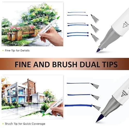 Caliart Alcohol Based Markers, 81 Colors Art Drawing Markers Set Dual Tip Brush & Fine Permanent Colored Sketch Pens, with Case for Artists Adults Coloring Book - Image 1
