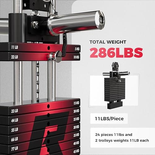 RitFit M1 Pro Smith Machine Package, All-in-One Power Cage with Weight Stack Set, Includes LAT Pulldown & Cable Crossover System for Home Gyme thumbnail 6