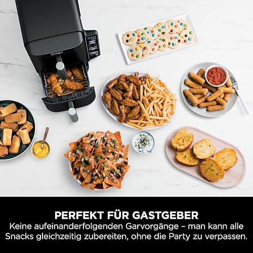 Ninja Double Stack Heißluftfritteuse, 7,6L Digitale Air fryer Doppelkorb mit 4 Kochstufen, 2 Schubladen, 2 Gestelle, platzsparendes Design, 6 Kochfunktionen, 6 Portionen, Schwarz SL300EU thumbnail 12