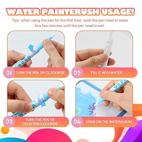 5 Pack Reusable Water Coloring Book for Toddlers, Water Doodle Book Toys, Paint with Water Books,Mess-Free Coloring Book, Portable Educational Doodle Drawing Toy, Educational Learning Kits Gifts - New 5 Pack - 5 thumbnail 3