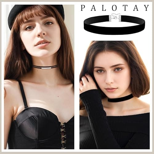 Palotay Black Choker Necklace Set Velvet Lace Choker Daisy Gothic Punk Classic Choker thumbnail 4