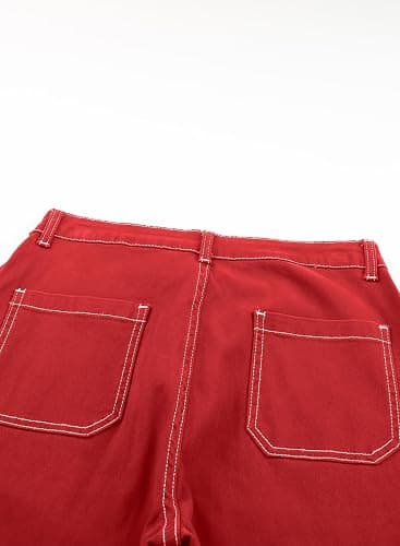 Sidefeel Women's Cargo Jeans Casual Loose Mid Rise Wide Leg Denim Pants thumbnail 9