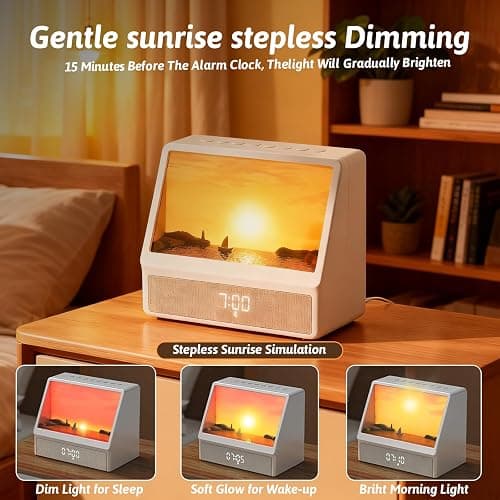 Gemmac Sunrise Alarm Clock Night Light, Hatch Alarm Clock for Adults with Sound Machine Bluetooth Speaker White Noise Sound Machine Sunrise Clock Night Lamp for Nightstands Room Decor Gifts Ideas thumbnail 3