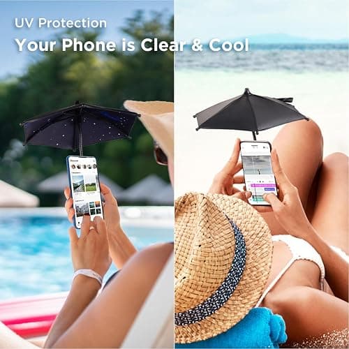 OUTXE Phone Umbrella for Sun, 360°Adjustable Shade Cover for Cell iPhone/Android/Kindle, Mini Cellphone Shield Suction Cup Stand Holder -Black thumbnail 5
