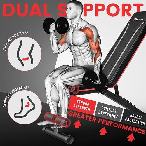 PASYOU Adjustable Weight Bench Full Body Workout Multi-Purpose Foldable Exercise Workout Bench for Home Gym Incline Decline thumbnail 5