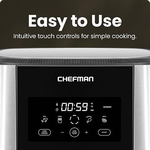 Chefman TurboFry® Touch Air Fryer, XL 8-Qt Family Size, One-Touch Digital Control Presets, French Fries, Chicken, Meat, Fish, Nonstick Dishwasher-Safe Parts, Automatic Shutoff, Stainless Steel thumbnail 5