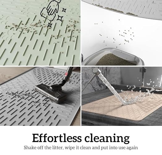 OHMO Cat Litter Mat Large Trapping Mat Premium Silicone Rubber 31.5x23.6 Sage Green, Waterproof and BPA Free Kitty Litter Box Mat, Easy to Clean and Keeps The Floor Tidy thumbnail 8