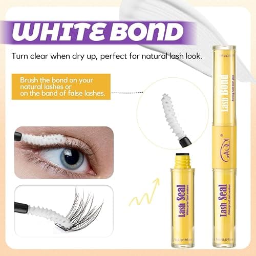 GAQQI Lash Bond and Seal Waterproof, Lash Cluster Glue Strong Hold for 72H+, White Eyelash Glue for DIY Eyelash Extensions, Long-Lasting & Gentle Formula, 10ml thumbnail 3
