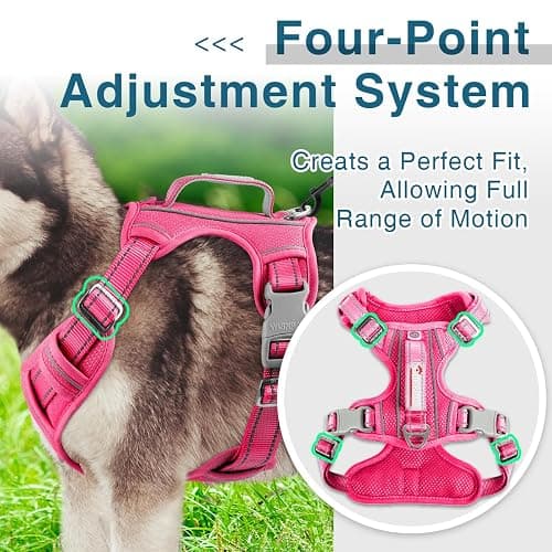 BARKBAY Dog Harness No Pull with ID Tag Pocket - Heavy Duty, Reflective, Easy Control for Large Dogs(Pink,L) thumbnail 5