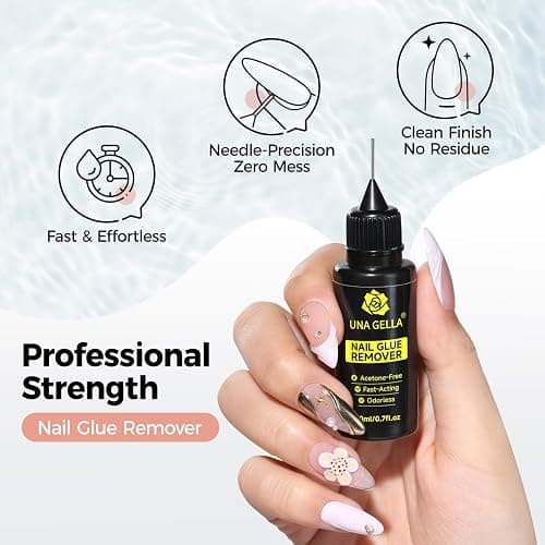 UNA GELLA Nail Glue Remover for Press on Nails，20ml Pinpoint Non-Acetone Gel Nail Glue Remover for Nails Tips，Gentle GLUE Remover with Upgraded Stick Easy Removal DIY Manicure Supply thumbnail 3