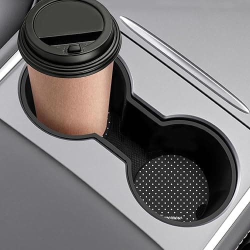 Watbro Cute Fashion Polka Dot Car Coasters 2 Pack for Cup Holders, 2.56 Inch Finger Notch Retro 70's Style Ceramics Heat Resistant Anti Slip Cork Base Car Drinks Coasters Auto Accessories-Black thumbnail 7