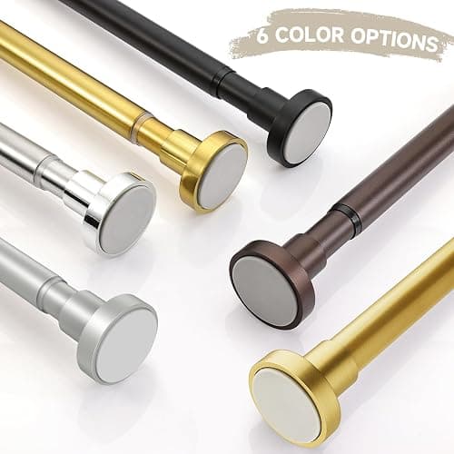BRIOFOX Shower Curtain Rod Adjustable 18-64 Inch, Spring Tension Shower Rod No Drilling Non Slip, Brushed Gold thumbnail 6