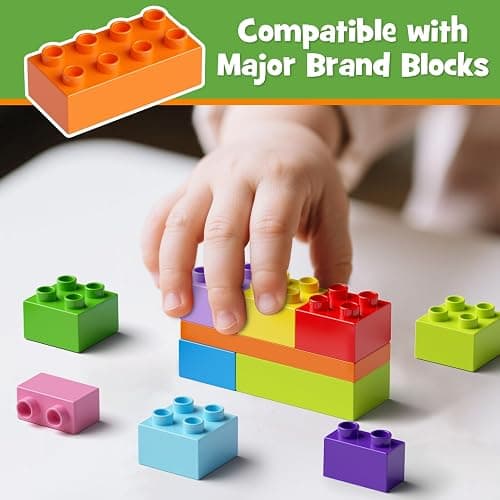 97PCS Building Blocks Set with Storage Box & Base Plate - STEM Educational Toys for Toddlers, Kids Ages 3+, Compatible with Major Large Particle Building Block thumbnail 3