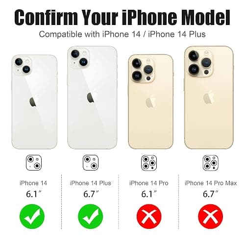 AGVEE 3+3 6 Pack for iPhone 14/14 Plus Camera Lens Protector Cover | Individual Bling Diamond & Bling Glitter Sparkle Cute Gem Metal Ring, 9H Tempered HD Glass thumbnail 2