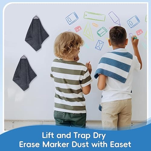 GoClimber 4 Pack Magnetic Microfiber Cleaning Cloth, Dry Erase Erasers Cleaner for Whiteboards, Blackboards, Chalkboards, Glassboards, Home, Office, School, Gray, 10'' x 9.25'' thumbnail 6
