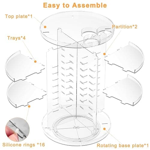 Rotating Makeup Organizer, DIY 8 Adjustable Layers Spinning Skincare Storage, Cosmetic Display Case with Brush Holder and Perfume Tray, Multi-Function Vanity Bathroom Countertop Organizer Clear thumbnail 7