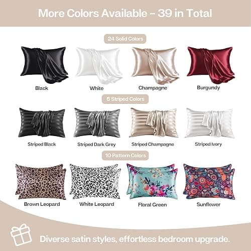 MR&HM Satin Pillowcase for Hair and Skin, Silk Satin Pillowcase 2 Pack, Queen Size Pillow Cases Set of 2, Silky Pillow Cover with Envelope Closure (20x30, Champagne) thumbnail 7