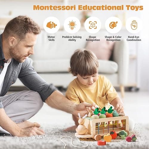 OESSUF Montessori Toys Toddlers Wooden Educational Toys for Baby Boys Girls, Shape Sorting & Matching Fine Motor Skills Toys, Birthday Gifts for Kids thumbnail 6