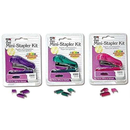 Charles Leonard, Inc Mini Staplers 6 Pack - 1,000 Staples each, Colors Vary - Image 1