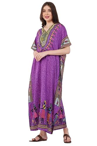 Divine threads Women African Print Kimono Cover Up V Neck Batwing Sleeve Plus Size Beach Kaftan Dresses thumbnail 3