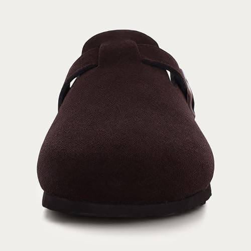 KIDMI Genuine Suede Clogs for Women Cork Footbed Sandals Leather Mules Potato Shoes with Arch Support thumbnail 4