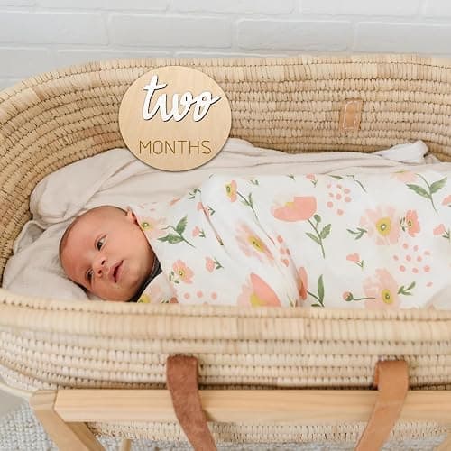 eoscasely Baby Monthly Milestone Markers Disc, Wooden 3D Milestone Cards for Photos, Baby Announcement Sign, 1-12 Months, wooden baby milestone sign (White) thumbnail 7