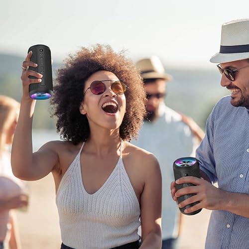 Ortizan Bluetooth Speaker, Portable Wireless Bluetooth Speakers With Led Light, Louder Volume & Enhanced Bass, IPX7 Waterproof, 30H Playtime, Durable Loud Speaker Bluetooth for Travel, Outdoor - Pink thumbnail 7