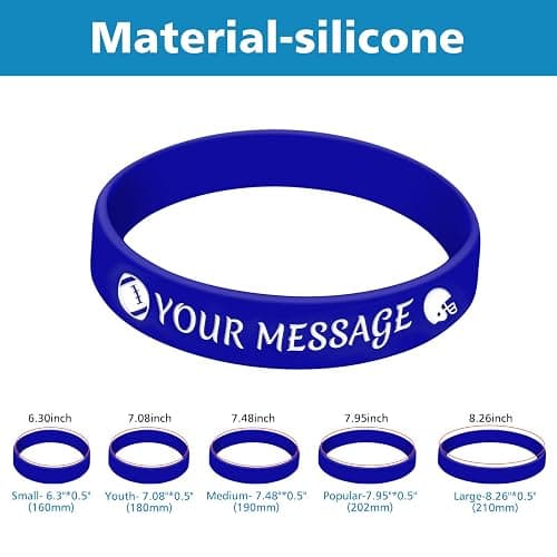 Custom Wristbands for Events Bulk 1-5000PCS with Text Logo Icon,1/2" Wide Personalized Silicone Bracelet for Motivition Gifts,Customized Rubber Bracelet for Men Women,Customizable Wrist Band thumbnail 2