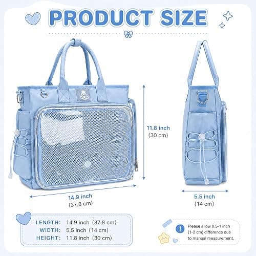 SXS LACONIC Ita Backpack Pin Display Large Ita Bag, Cute Crossbody Bag with Transparent Window for Anime Fans(No Pins) thumbnail 5
