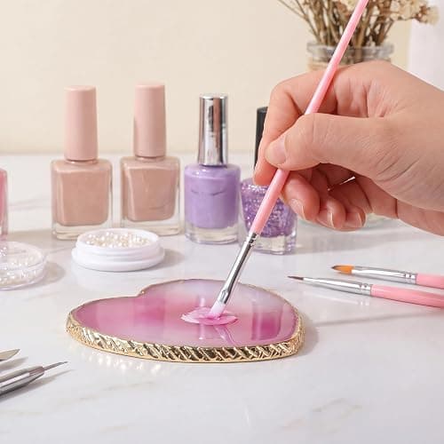 SUMAJU 2 Pcs Resin Nail Art Palette, Nail Art Painting Nails Polish Palette Gel Palette Gold Edge Color Makeup Display Nails Arts Tools thumbnail 7
