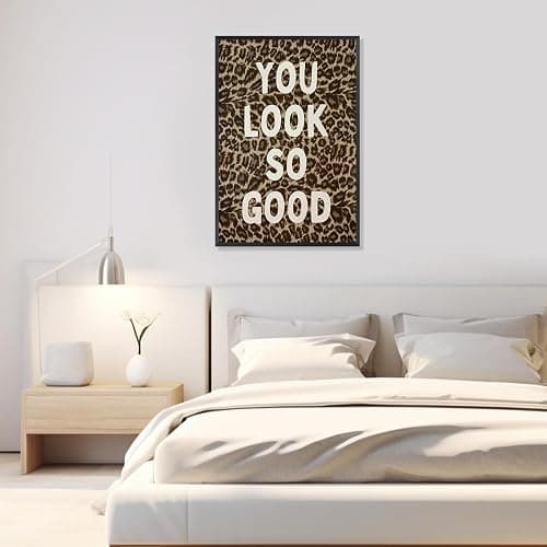 KIJDID Funky Leopard You Look So Good Canvas Wall Art Preppy Coquette Girly Y2k Aesthetic Positive Inspirational Art Poster Cheetah Print Wall Decor For Bedroom Living Room Bathroom 12x16in Unframed thumbnail 4