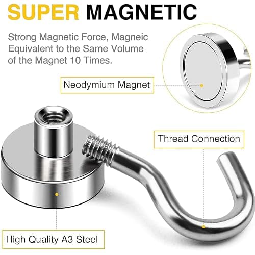 DIYMAG Magnetic Hooks, 30lbs+ Magnet Hook 2026 Cruise Cabin Ship Essentials Heavy Duty Strong Magnets Refrigerator Fridge Hanging for Classroom Beach Vacation Kitchen Grills Home 20 Pack (Silver) thumbnail 7