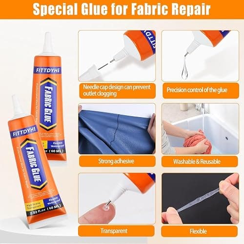 3Pcs Fabric Glue Permanent, 60 ML Washable Clear Clothing Glue, Super Fabric Glue for Rhinestones, Patches, Clothes, Denim, Leather, Polyester, Fabrics, Doll Repair, Flannel, Cotton thumbnail 3