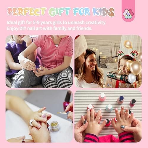 SAVILAND 3D Press on Nails for Kids: 7 Pack Kids Press on Nails for 5-9 Years Pre Glue Full Cover Short Kid Fake Nails Stick On Children Artificial False Nail Tips Fingernails Christmas Gifts for Kid thumbnail 7