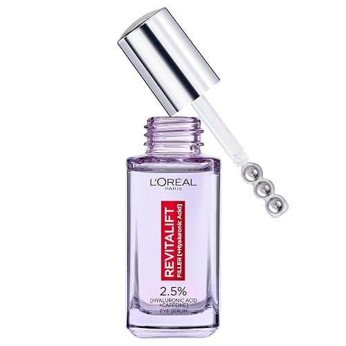 L'Oréal Paris Revitalift Hyaluronic Acid Eye Serum, 2.5% Hyaluronic Acid and Caffeine, Cooling triple bead applicator, Visibly Replumps, Brightens and De-Puffs Eyes, Validated by Dermatologists – 20ml - Image 1