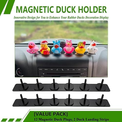 EJDRFN Duck Holder for Jeep Wrangler,Metal Rubber Ducks Holder for Jeep Dash,Magnetic Duck Plugs for Dash Decorations,Adjustable Duck Mount for Jeep Dashboard,2 Pack(Black) thumbnail 2