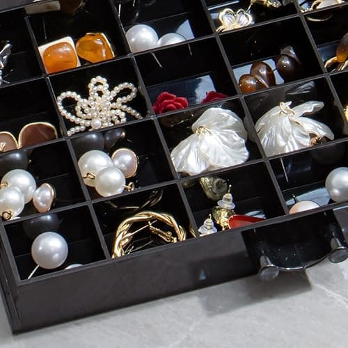 YUFONG Earring Storage Box Organizer, Acrylic Jewelry Storage Box Holder 5 Drawers Transparent Jewelry Display Stand with 120 Small Compartments Gift Boxes for Women Girls (Black) thumbnail 7