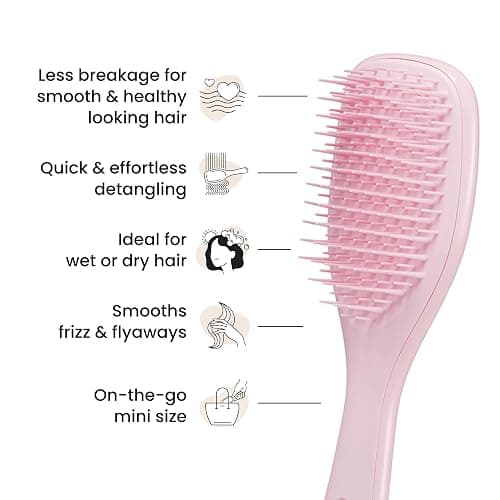 Tangle Teezer Ultimate Detangler Hairbrush, Eliminates Knots & Reduces Breakage, Mini Hair Brush for Travel, Small Hands & All Hair Types, Millennial Pink thumbnail 4